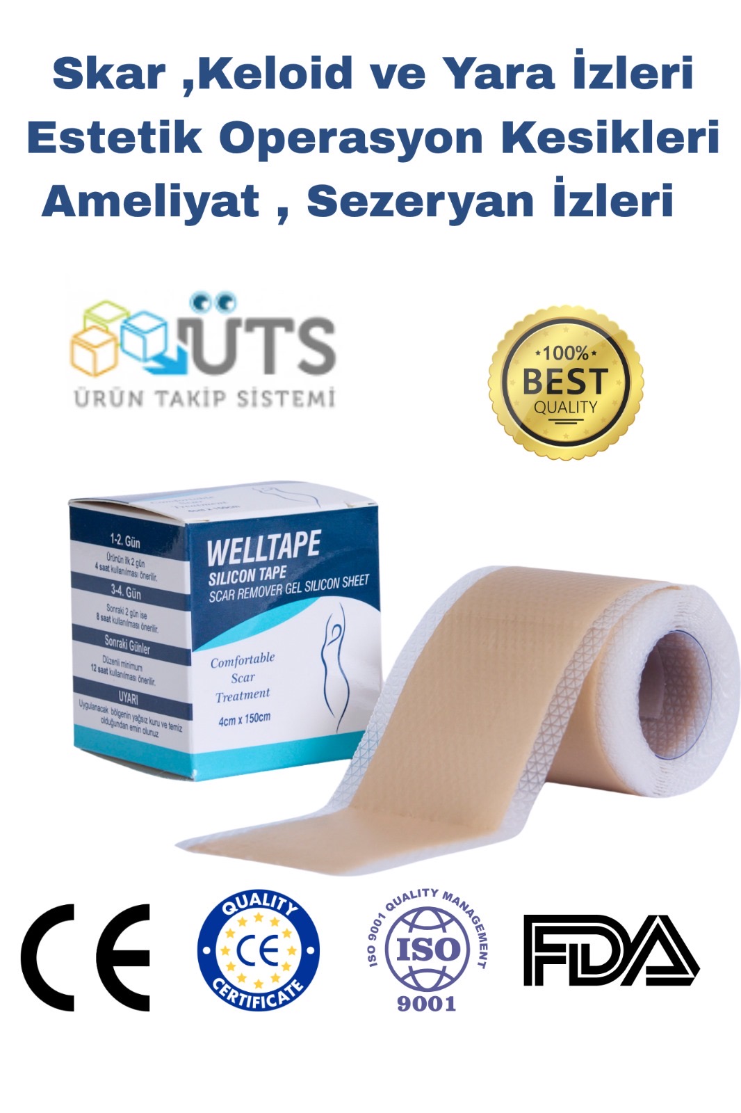 Welltape Yara İzi Giderici Silikon Jel Bant Sılıcone Sheet 4cm* 1,5m