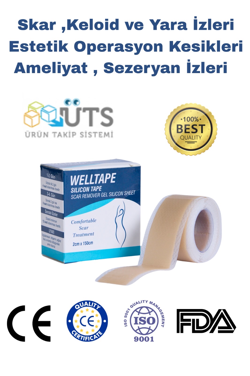 Welltape Yara İzi Giderici Silikon Jel Bant Sılıcone Sheet 2cm* 1,5m