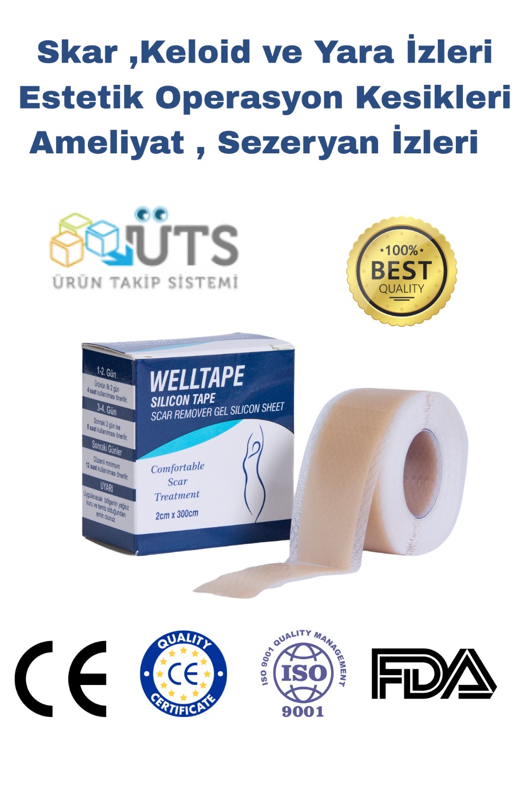 Welltape Yara İzi Giderici Silikon Jel Bant Sılıcone Sheet 2cm* 3m